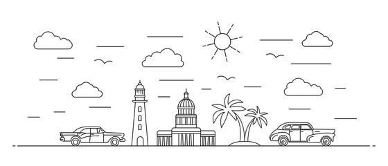 Cuba panorama, line style