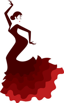 Vintage style silhouette of a spanish girl