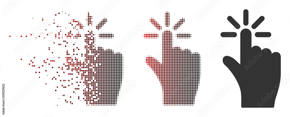 Fototapete vector click icon in dispersed, dotted halftone and undamaged whole variants. disintegration effect 