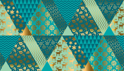 Luxury xmas patchwork seamless pattern - obrazy, fototapety, plakaty