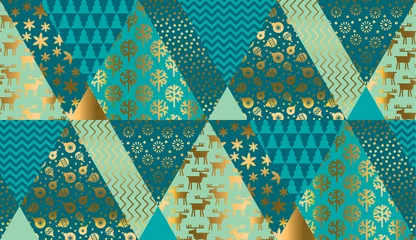 Photo sur Plexiglas Triangle Modèle sans couture de luxe patchwork de Noël