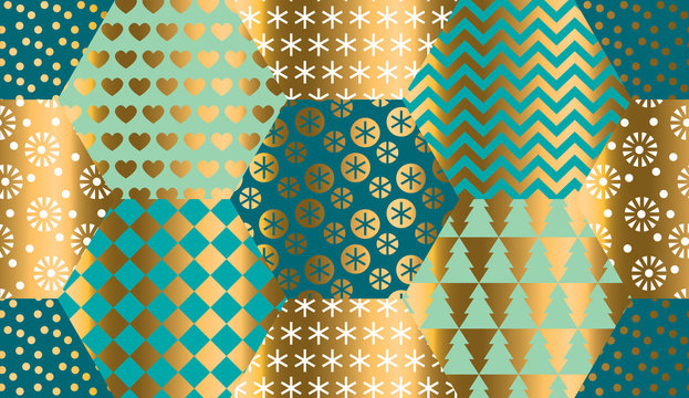 Luxury xmas patchwork seamless pattern