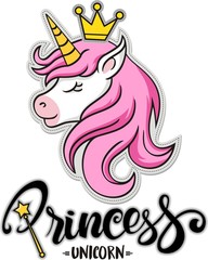 Princess unicorn head mascot