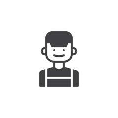 Clerk vector icon. filled flat sign for mobile concept and web design. Male person in cap simple solid icon. Symbol, logo illustration. Pixel perfect vector graphics