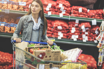 Shopping at supermarket, shopping concept