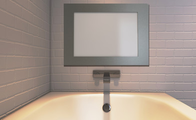 Blank paintings.  Mockup. Spacious bathroom, clean, beautiful, luxurious, bright room. 3D rendering.