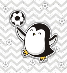 Cute  penguin playing soccer