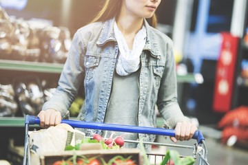 Fototapeta premium Shopping at supermarket, shopping concept