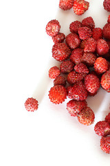 Raspberries on a white background