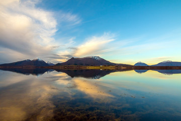 Peaceful calm view of fjords in Norway