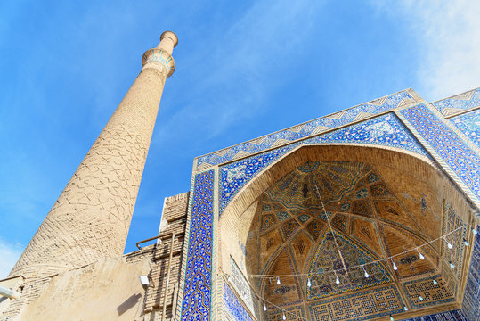 Minaret of Ali Mosque in Isfahan. Iran