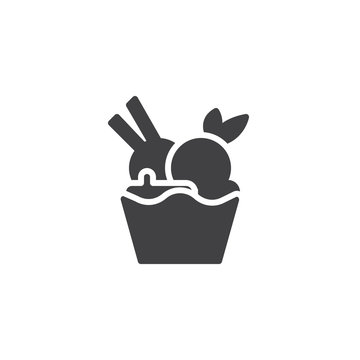 Ice cream bowl vector icon. filled flat sign for mobile concept and web design. Summer sweet dessert simple solid icon. Symbol, logo illustration. Pixel perfect vector graphics
