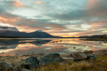 Peaceful calm view of fjords in Norway