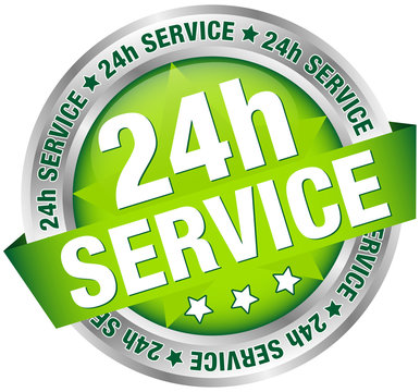 Button Banner "24h Service" grün/silber