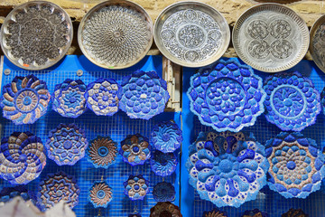 Traditional Iranian plates and dishes with traditional persian ornament