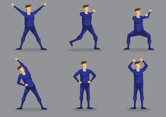 Cartoon Man in Skin-tight Unitard Vector Character Set