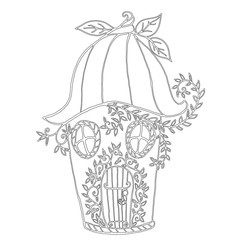 Fairy house  bellflower, children's coloring book.