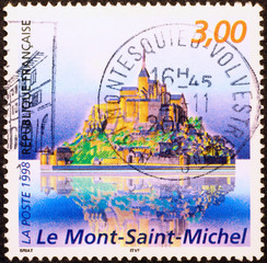 Postage stamp showing Le Mont-Saint-Michel, France