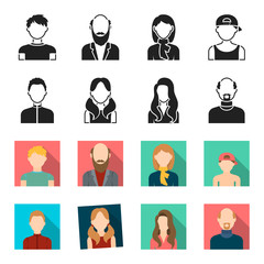 Boy blond, bald man, girl with tails, woman.Avatar set collection icons in black,flet style vector symbol stock illustration web. © pandavector