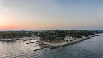 Fototapeta na wymiar Spectacular aerial seascape panorama at sunrise.