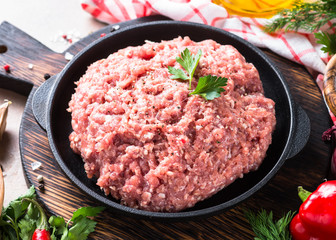 Minced meat and ingredients.