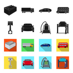 Car on lift, piston and pump black,flet icons in set collection for design.Car maintenance station vector symbol stock illustration web. © pandavector