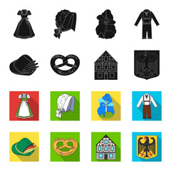 Country Germany black,flet icons in set collection for design. Germany and landmark vector symbol stock web illustration. © pandavector