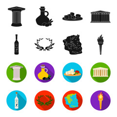 Greece, country, tradition, landmark .Greece set collection icons in black,flet style vector symbol stock illustration web. © pandavector