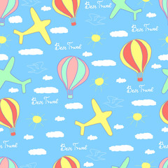 Best travel, cartoon seamless pattern.
