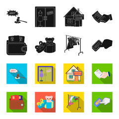 Purse with credit cards and other web icon in black,flet style. gift sale of things, button more icons in set collection. © pandavector