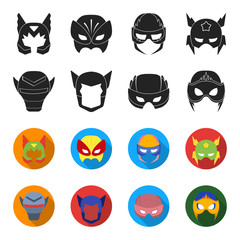 Helmet, mask on the head.Mask super hero set collection icons in black,flet style vector symbol stock illustration web. © pandavector