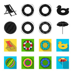 Multicolored swimming circle black,flet icons in set collection for design. Different lifebuoys vector symbol stock web illustration. © pandavector