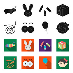 Children's toy black,flet icons in set collection for design. Game and bauble vector symbol stock web illustration. © pandavector