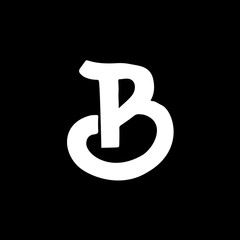 Letter B. Vintage grunge font. Label style letter. Vector illustration.