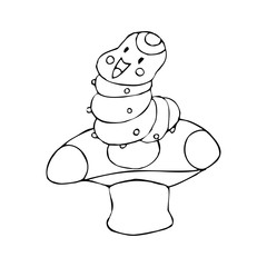 Caterpillar cartoon illustration isolated on white background for children color book