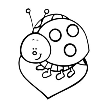 Ladybug cartoon illustration isolated on white background for children color book
