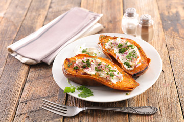 baked sweet potato with cheese