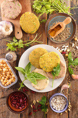 homemade vegan burger with ingredients
