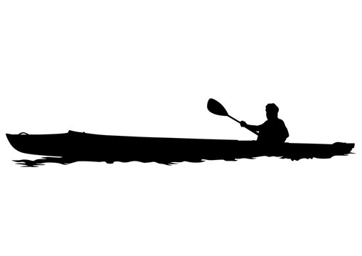 Sports kayak with athletes on a white background