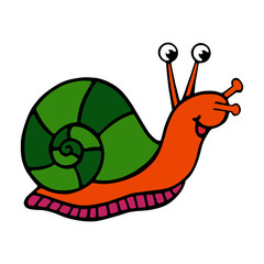 Snail cartoon illustration isolated on white background for children color book