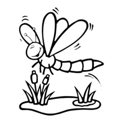 Dragonfly cartoon illustration isolated on white background for children color book