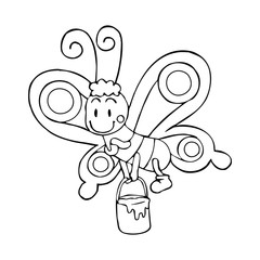 Butterfly cartoon illustration isolated on white background for children color book