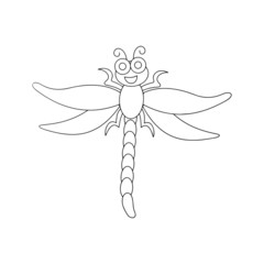 Dragonfly cartoon illustration isolated on white background for children color book