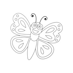 Butterfly cartoon illustration isolated on white background for children color book
