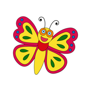 Butterfly cartoon illustration isolated on white background for children color book
