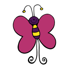 Butterfly cartoon illustration isolated on white background for children color book