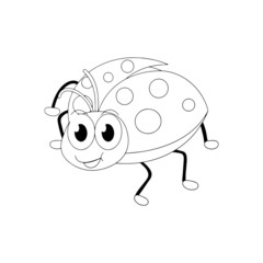 Ladybug cartoon illustration isolated on white background for children color book