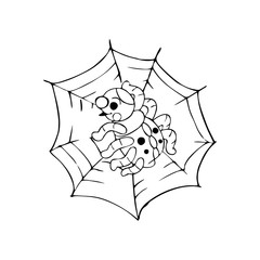 Spider cartoon illustration isolated on white background for children color book