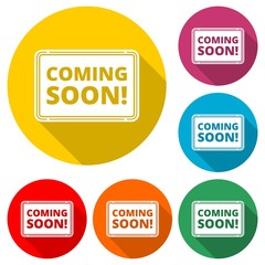 Coming Soon icon, color icon with long shadow