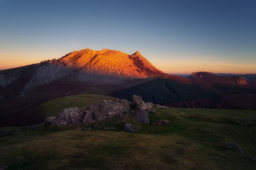 Anboto from Urkiolamendi mountain in Urkiola at sunset